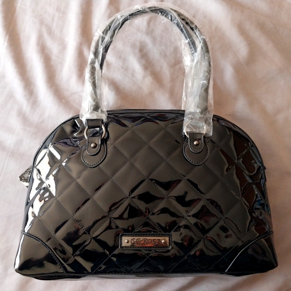 GG Rose Rock Rebel goth black vinyl quilted spider purse - Picture 5 of 11